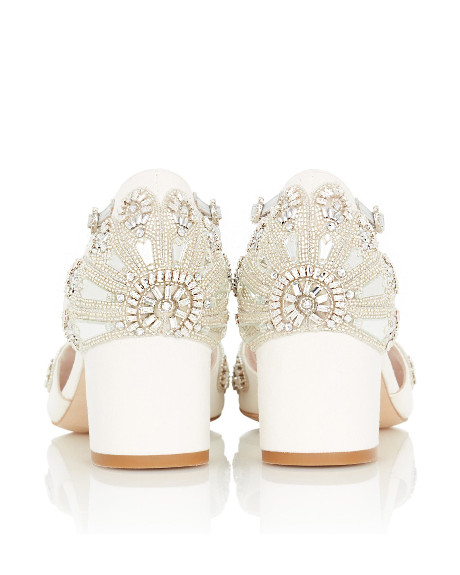 Truffle Collection bridal pointed block heels in ivory satin | ASOS